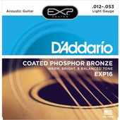 D'Addario EXP16 - Coated Phosphor Bronze Light Acoustic Strings - .012-.053 Light Gauge
