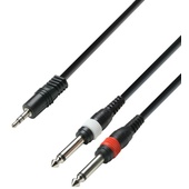 Adam Hall K3YWPP0100 3.5mm Jack Stereo to 2 x 6.3mm Jack Mono Audio Cable (1m)