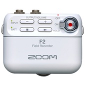 Zoom F2 Ultracompact Portable Field Recorder with Lavalier Microphone (White)