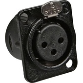 Neutrik NC3FDLB1 Three-Pin Female Chassis-Mount XLR Connector- Black/Gold