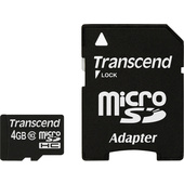 Transcend 4GB microSDHC Memory Card Class 10 With microSD Adapter