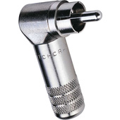 Switchcraft Right Angle Cable Mount RCA Plug (Nickel Pin, Nickel Body)