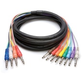 Hosa STP803 Four TRS 1/4" Male to Eight TS 1/4" Male Send/Receive (Insert) Snake- 9.9'