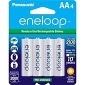 Panasonic Eneloop AA Rechargeable Ni-MH Batteries (2000mAh, Pack of 4)