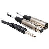 Hosa SRC-204 Stereo 1/4" Male to 2 3-Pin XLR (1 Male, 1 Female) Y-Cable - 10'