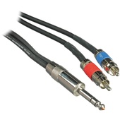 Pro Co Sound Insert Y-Cable 1/4" Male Phone TRS Stereo To 2x RCA - 10'