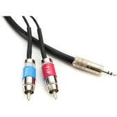 Pro Co Sound Stereo Mini (3.5mm) to 2 RCA Male Soundcard Patch Y-Cable - 10'