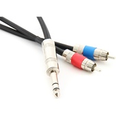 Pro Co Sound Insert Y-Cable 1/4" Male Phone TRS Stereo To 2x RCA - 20'