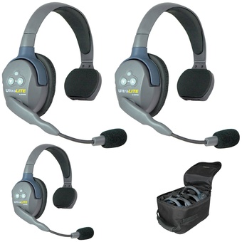 Eartec UL3S UltraLITE 3-Person Single-Ear Headset System with Batteries, Charger & Case