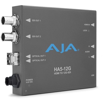 AJA HA5-12G-T HDMI 2.0 to 12G-SDI Converter with Single Fiber Transmitter