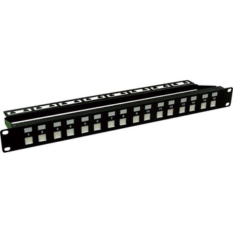 DYNAMIX 16 Port Unloaded Patch Panel with Shuttered Keystone Inserts