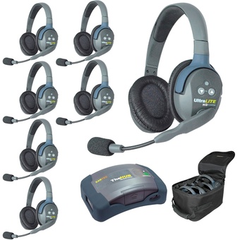 Eartec Ultralite Hub 7 Person System with 7 Double Headsets