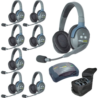 Eartec Ultralite Hub 8 Person System with 8 Double Headsets