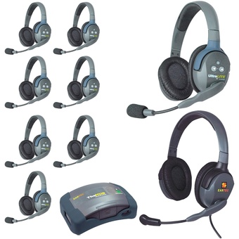 Eartec Ultralite Hub 9 Person System with 8 Double and 1 Max4G Double Headset