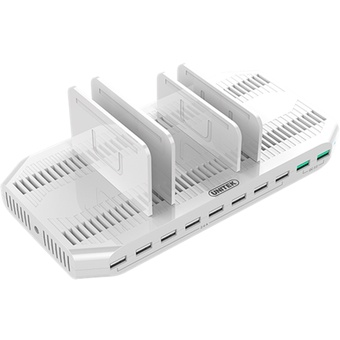 UNITEK 10-Port USB Smart Charging Station (White)