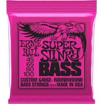 Ernie Ball Super Slinky Nickel Wound Electric Bass Strings (4-String Set, .045 - .100)