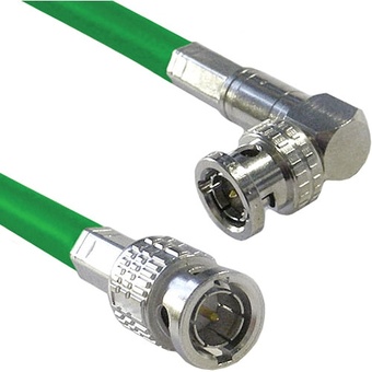 Canare Male to Right Angle Male HD-SDI Video Cable (Green, 2')