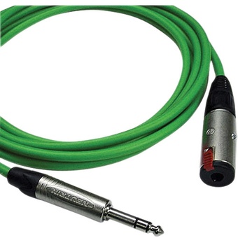 Canare Starquad TRSM-TRSF Extension Cable (Green, 3')