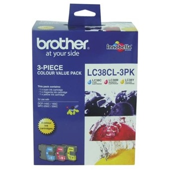 Brother LC38CL3PK CMY Colour Ink Cartridges (Triple Pack)