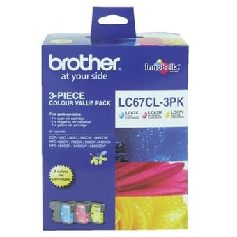 Brother LC67CL3PK CMY Colour Ink Cartridges (Triple Pack)