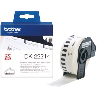Brother DK22214 Black Print on White Tape (1/2" x 100')