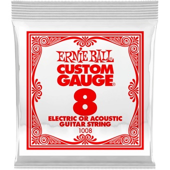 Ernie Ball .008 Plain Steel Electric or Acoustic Guitar String