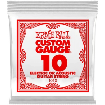Ernie Ball .010 Plain Steel Electric or Acoustic Guitar String