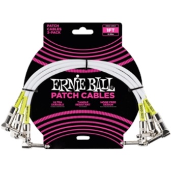 Ernie Ball 1' Angle / Angle Patch Cable 3-pack - White