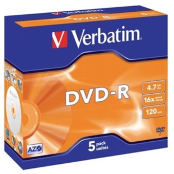 Verbatim DVD-R 4.7GB 16x 5 Pack with Jewel Cases