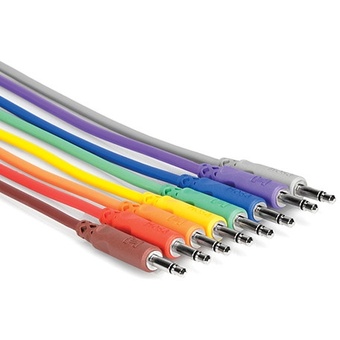 Hosa Set of 8 Unbalanced Patch Cables 3.5mm TS (3 Foot)