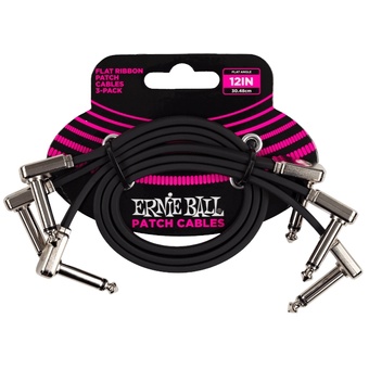 Ernie Ball 30.4cm Flat Ribbon Patch Cable (3-Pack)