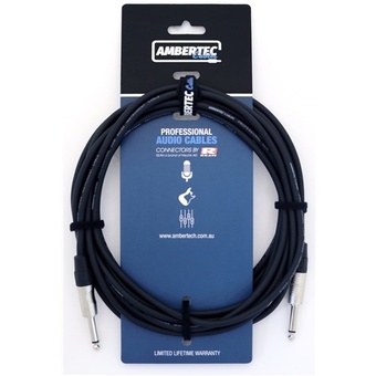 Ambertec AMB0-QQ2-I0-060 Guitar Cable REAN Connectors Straight/Straight (Black, 6m)