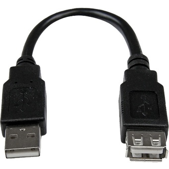 StarTech Male to Female USB 2.0 Extension Adapter Cable A to A (Black, 15.2cm)