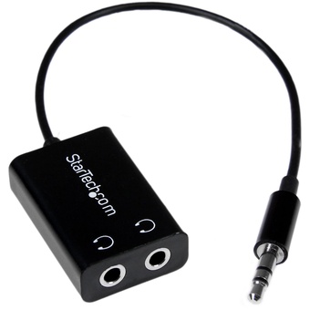 StarTech Slim Mini Jack Headphone Splitter Cable Adapter 3.5mm Male to 2x 3.5mm Female (Black)