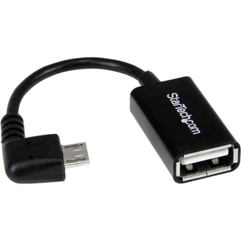 StarTech Right Angle Micro USB to USB OTG Male/Female Host Adapter (Black)