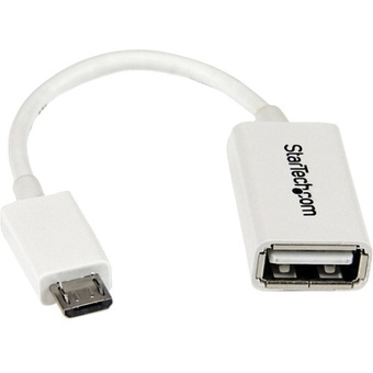 StarTech Micro-USB Male to USB Female OTG Host Adapter (White)
