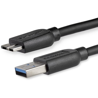 StarTech Slim USB 3.0 Micro B Cable (Black, 2m)
