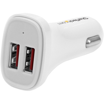 StarTech Dual-Port USB Car Charger (24W/4.8A, White)
