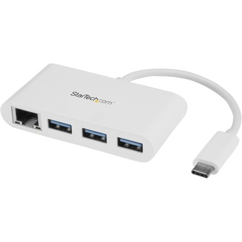 StarTech 3 Port USB 3.0 Hub + GbE - USB-C (White)