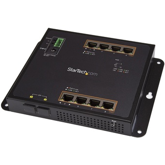 StarTech Industrial 8 Port Gigabit PoE+ Switch plus 2 SFP Pts