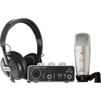 Behringer U-Phoria Studio Recording/Podcasting Bundle with Interface, Mic, and Headphones