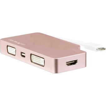 StarTech USB C Multiport Video Adapter with HDMI, VGA, Mini DisplayPort (Rose Gold)