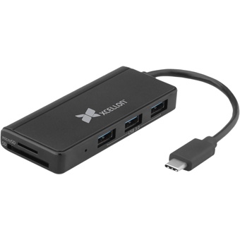 Xcellon 3-Port USB 3.0 Type-C Hub and Card Reader
