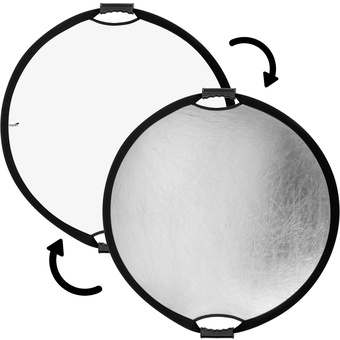 Impact Circular Collapsible Reflector with Handles (22", Silver/White)