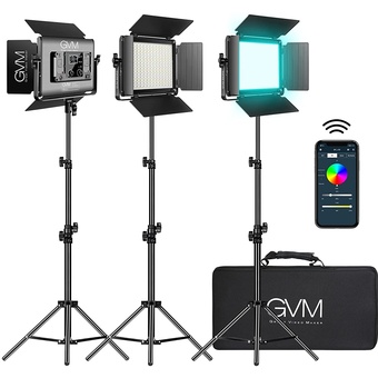 GVM 880RS Bi Colour & RGB Video Light Panel (3-Light Kit)