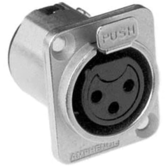 Amphenol AC Series 3 Pin XLR Chassis Connector (Tin Plating, Female, Silver)
