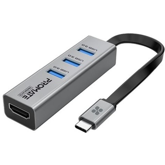Promate MediaHub C3 4-in-1 USB Multi-Port Hub (Grey)
