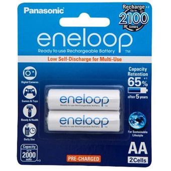 Panasonic Eneloop AA Rechargeable Ni-MH Batteries (2000 mAh, 2 Pack)