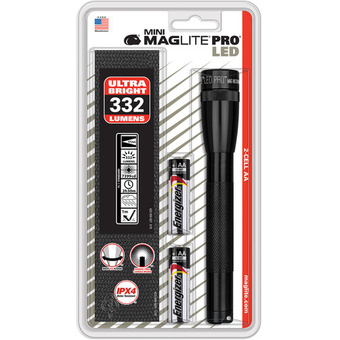 Maglite Mini Maglite Pro 2AA LED Flashlight with Holster (Black, Clamshell Packaging)