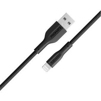 Promate USB-A to Lightning Connector Super Flexible Cable (Black, 1m)